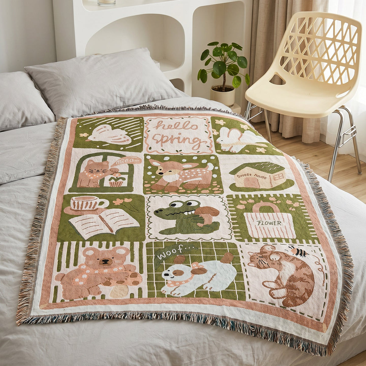 Whimsical Spring-Themed Throw Blanket — product view 1