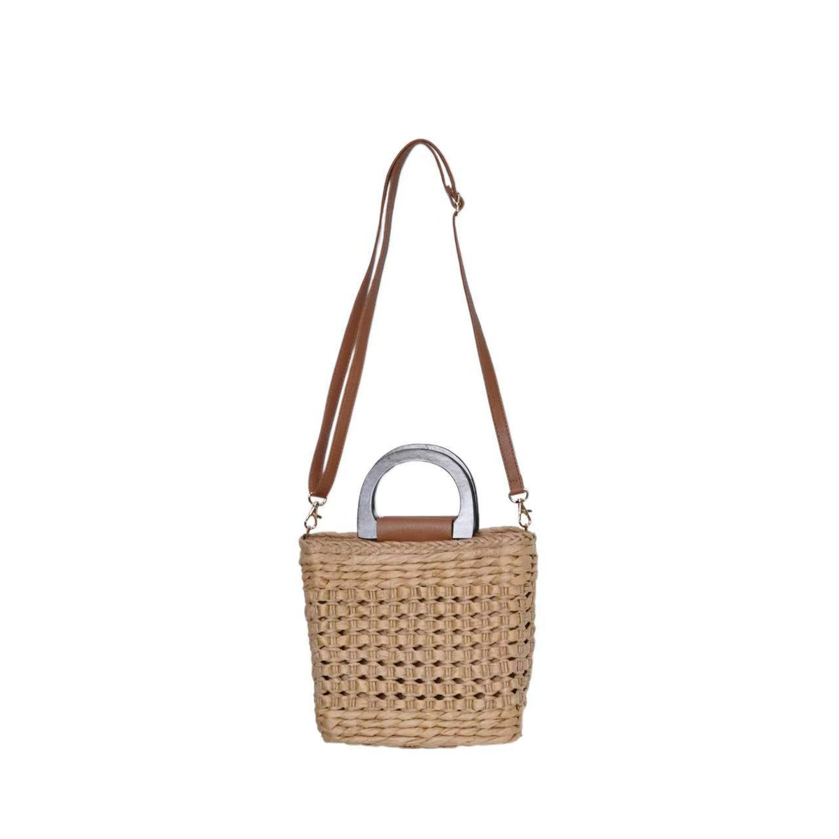 Woven natural material handbag with comfortable shoulder carrying device LoungeYard — product view 4