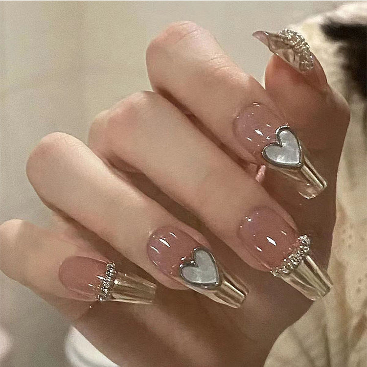 Heart-Embellished Stiletto Nail Art Extensions — product view 3