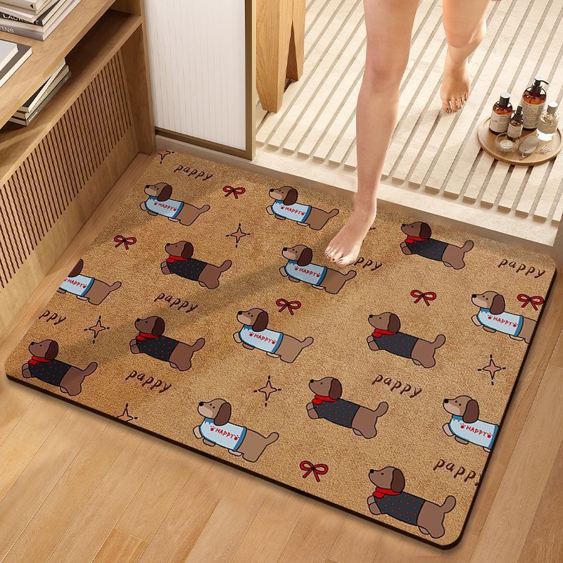 Cute Cartoon Dog-Themed Plush Bath Mat — product view 2
