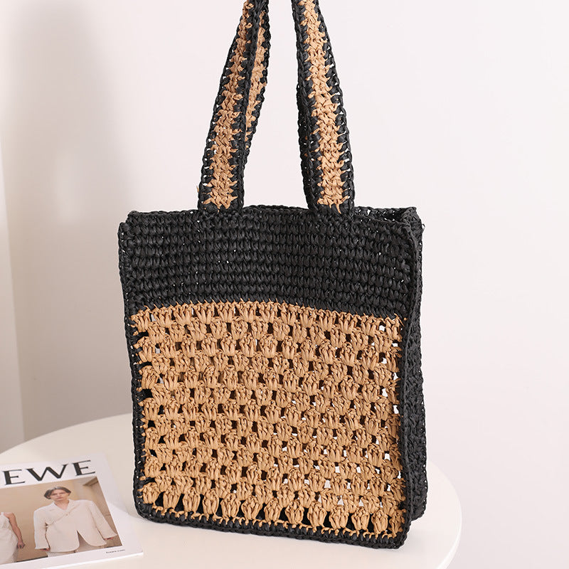Hand-knotted tote bag in modern net design LoungeYard — product view 4