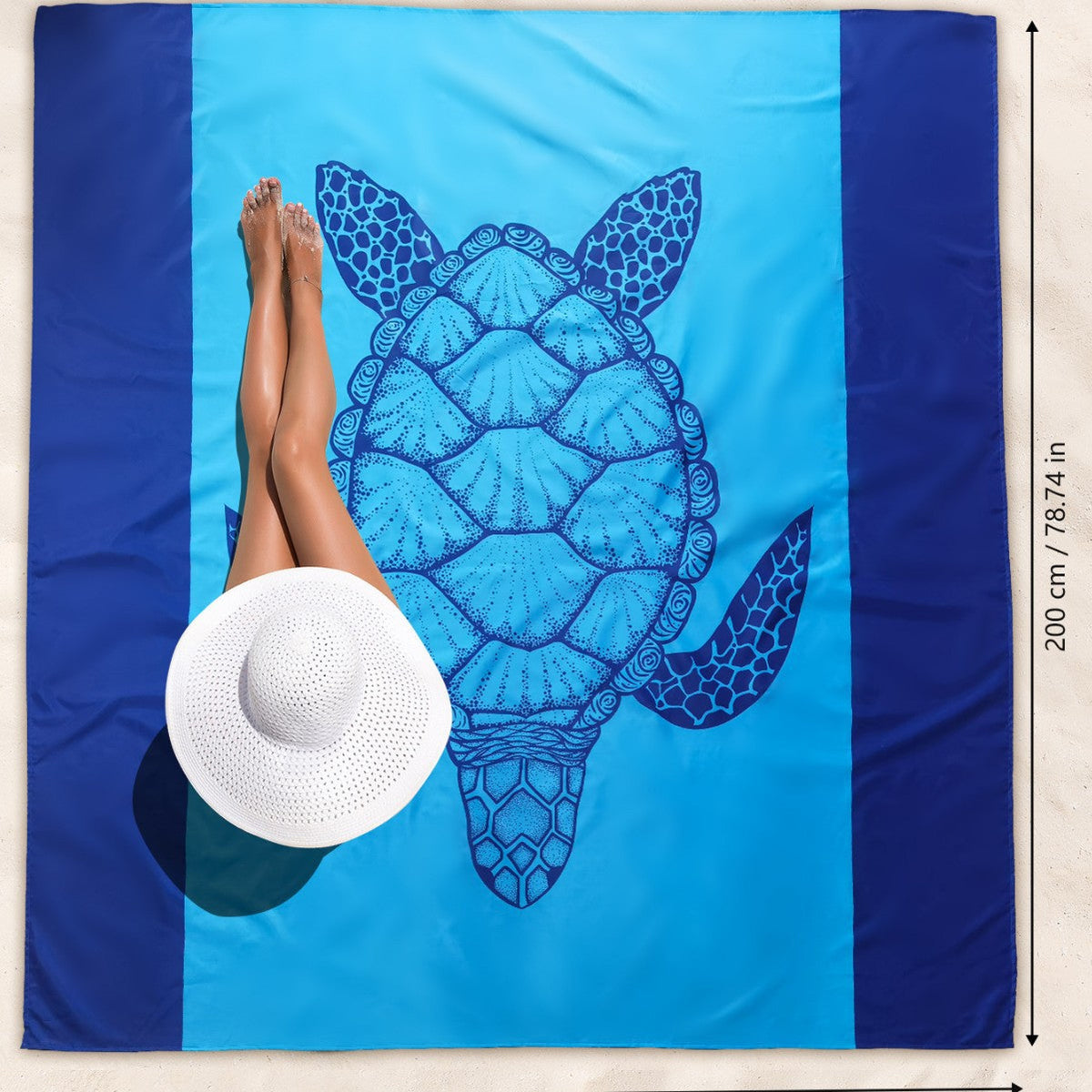 multifunctional beach towel with creative turtle design LoungeYard — product view 3