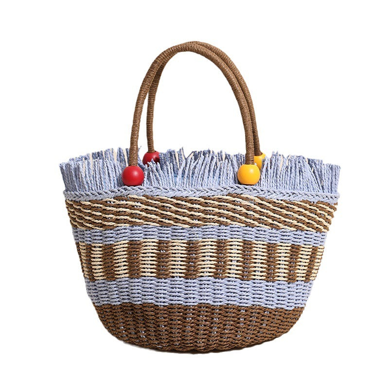 Stylish tote bag with colorful fringes LoungeYard — product view 5