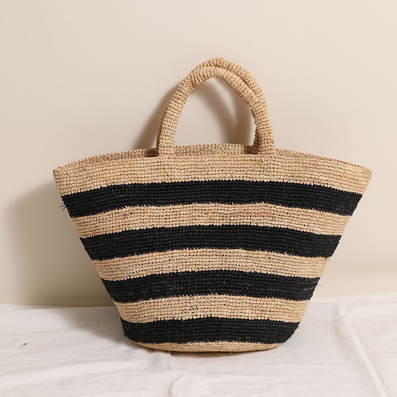 Braided beach bag with modern striped pattern LoungeYard — product view 6