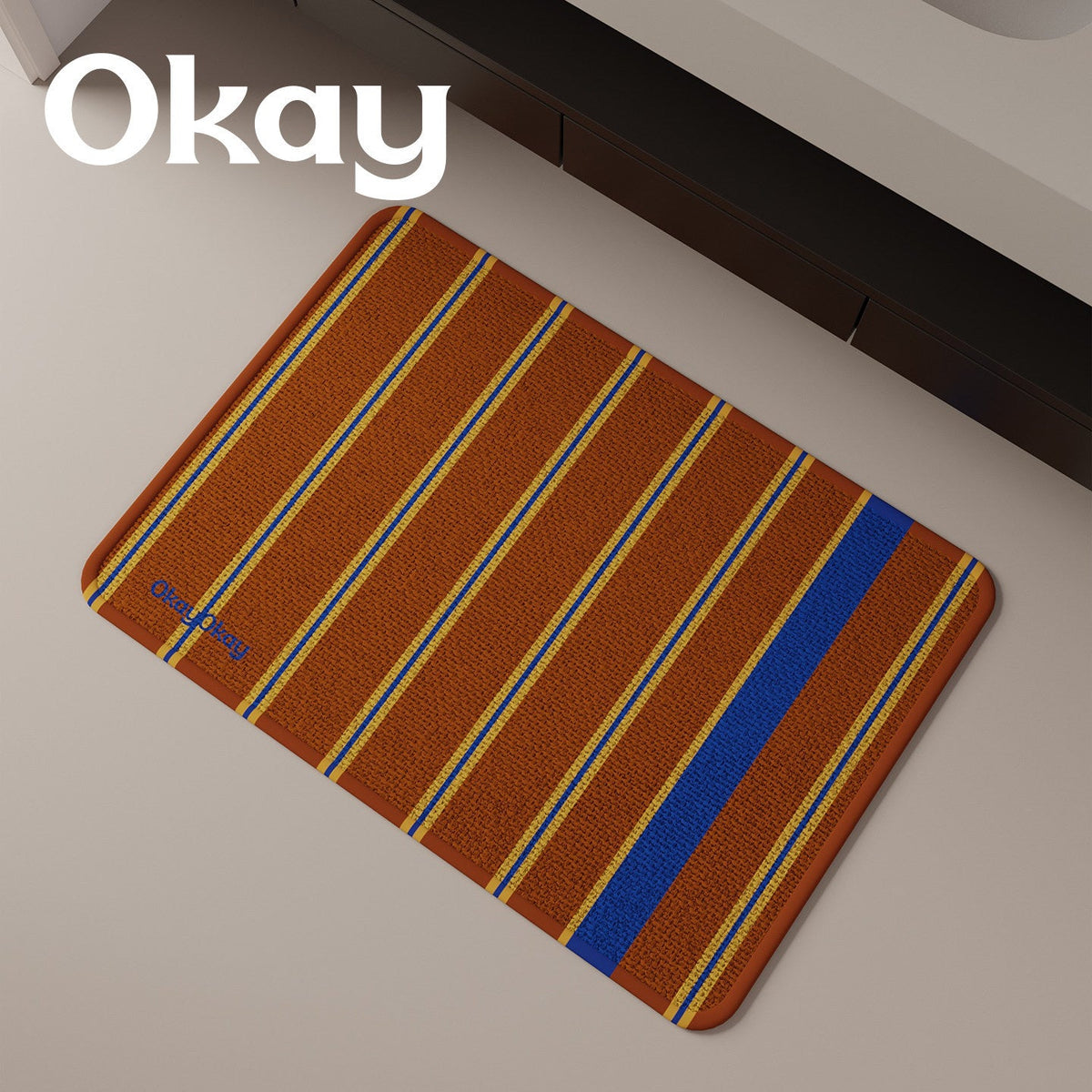 Striped Reversible Microfiber Memory-Foam Entrance and Bath Mat — product view 3
