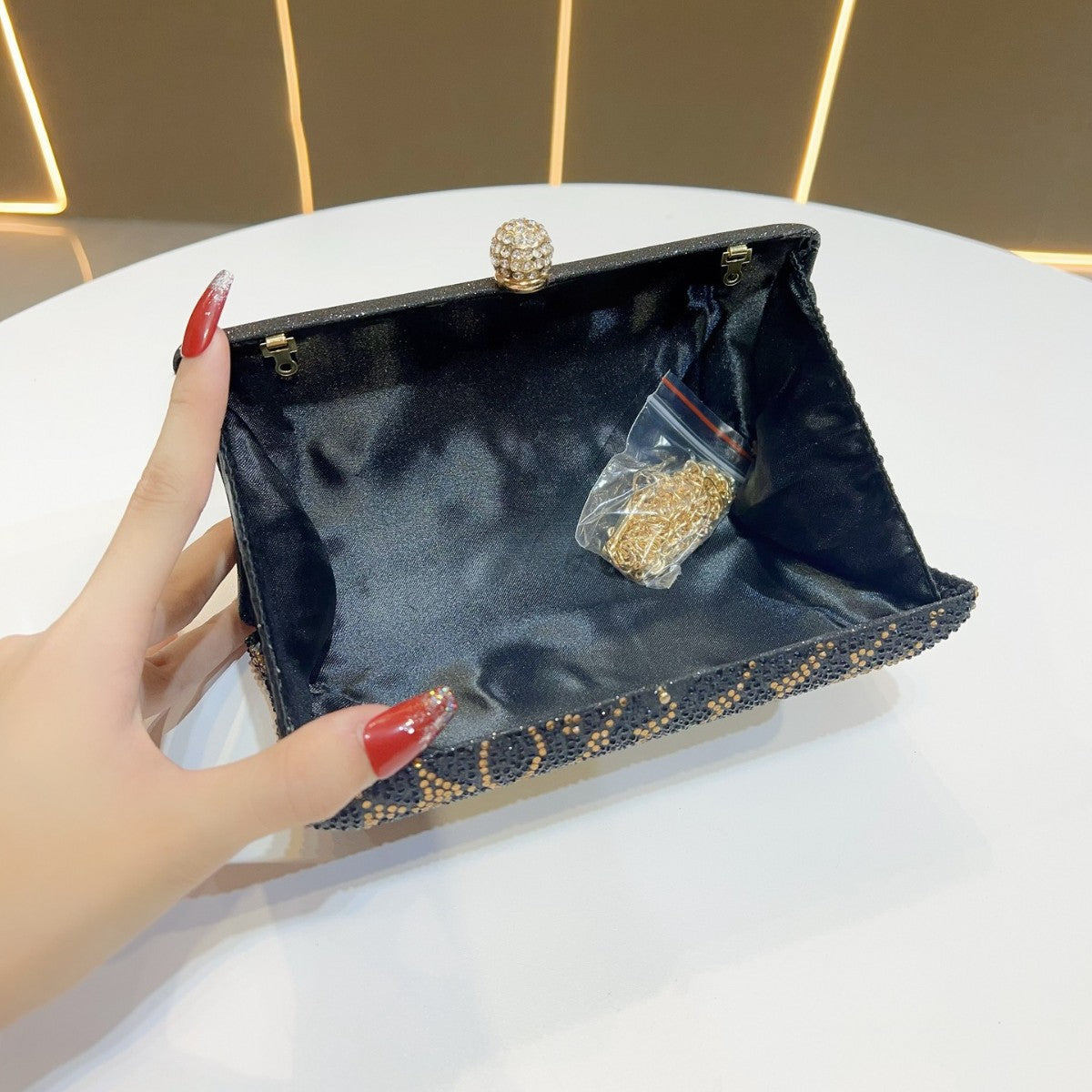 Rhinestone-Embellished Clutch — product view 3