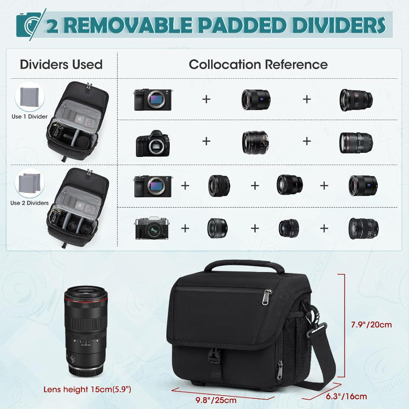 Camera bag with padded compartments and weather resistance LoungeYard — product view 3