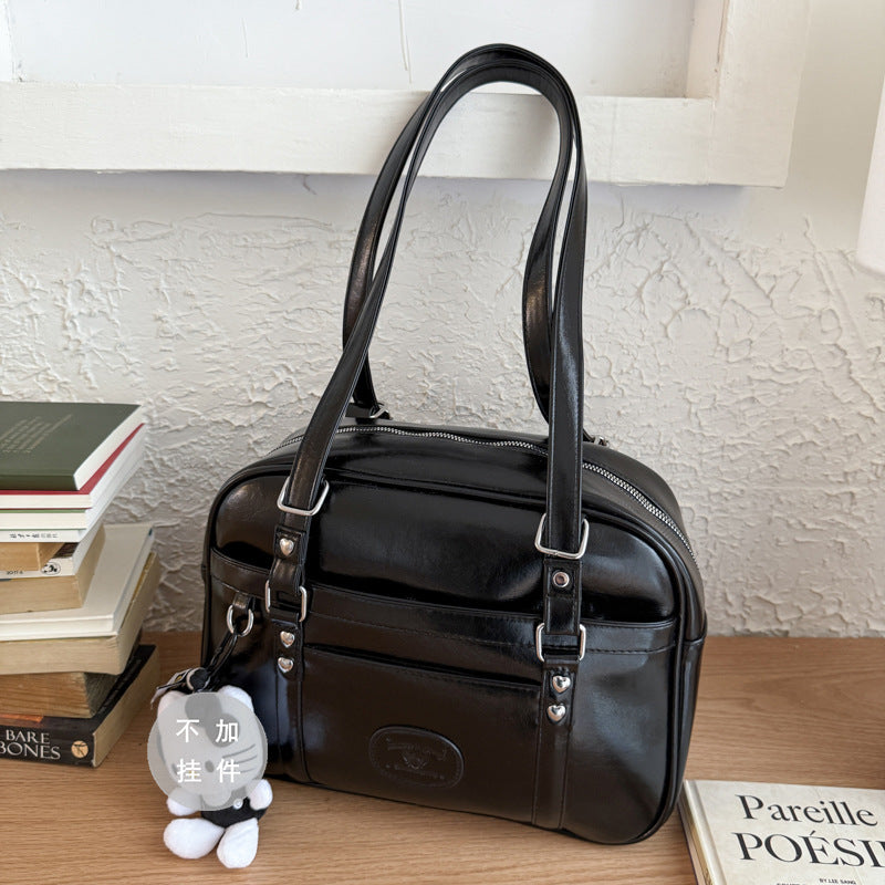 Premium Leather Handheld Satchel LoungeYard — product view 6