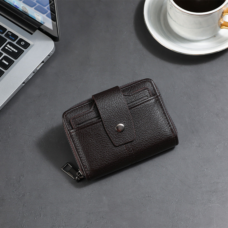 Premium Leather Zippered Card Wallet LoungeYard — product view 4
