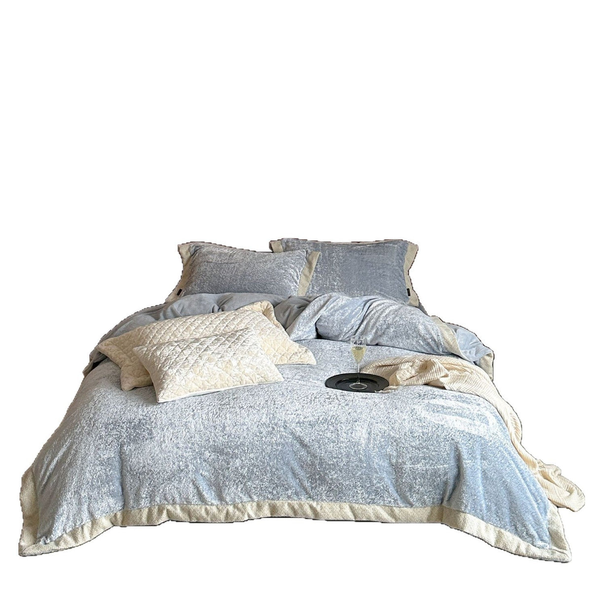 Fluffy velvet bedding set with soft plush fibers and hotel closure LoungeYard — product view 5
