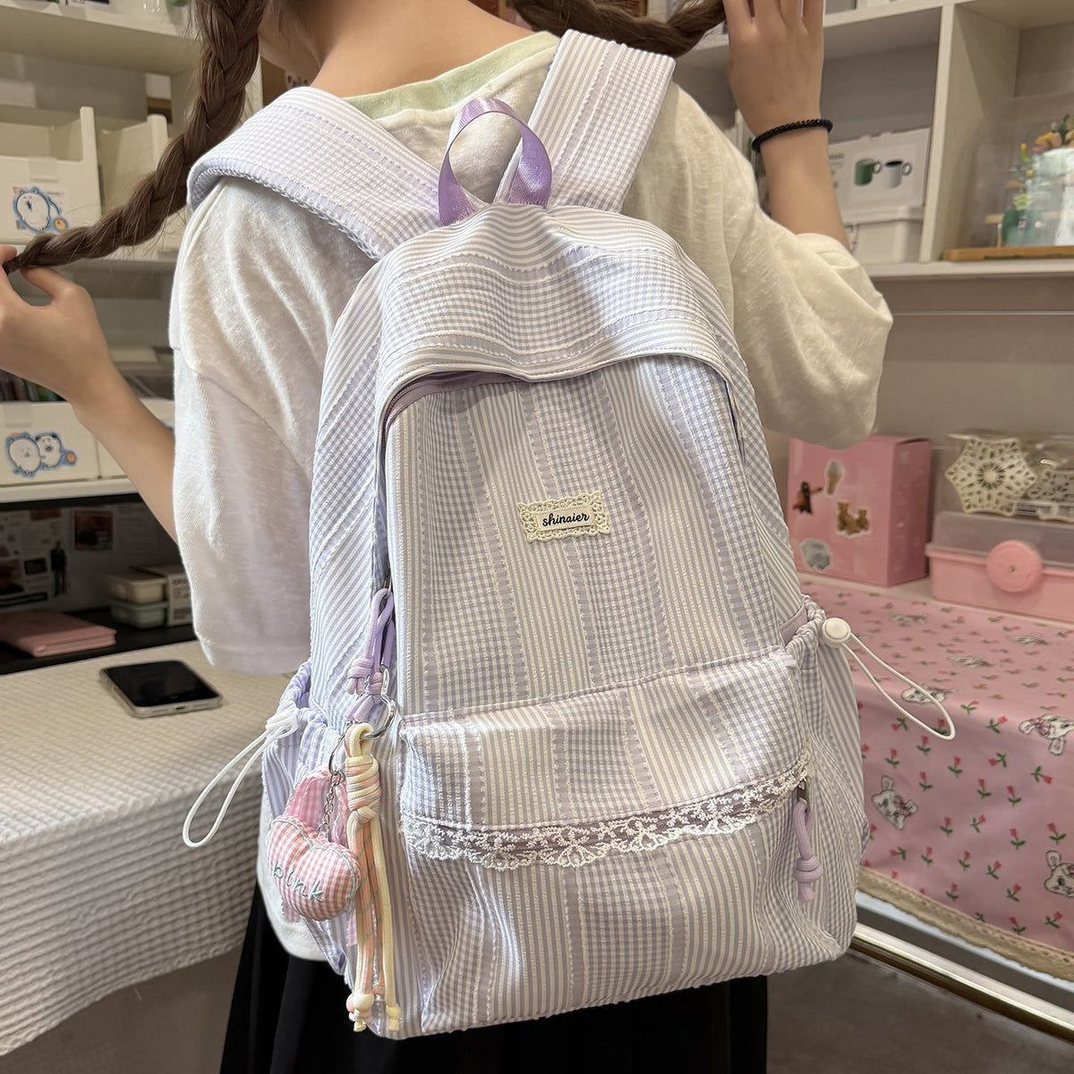 Cute Striped Backpack LoungeYard — product view 2