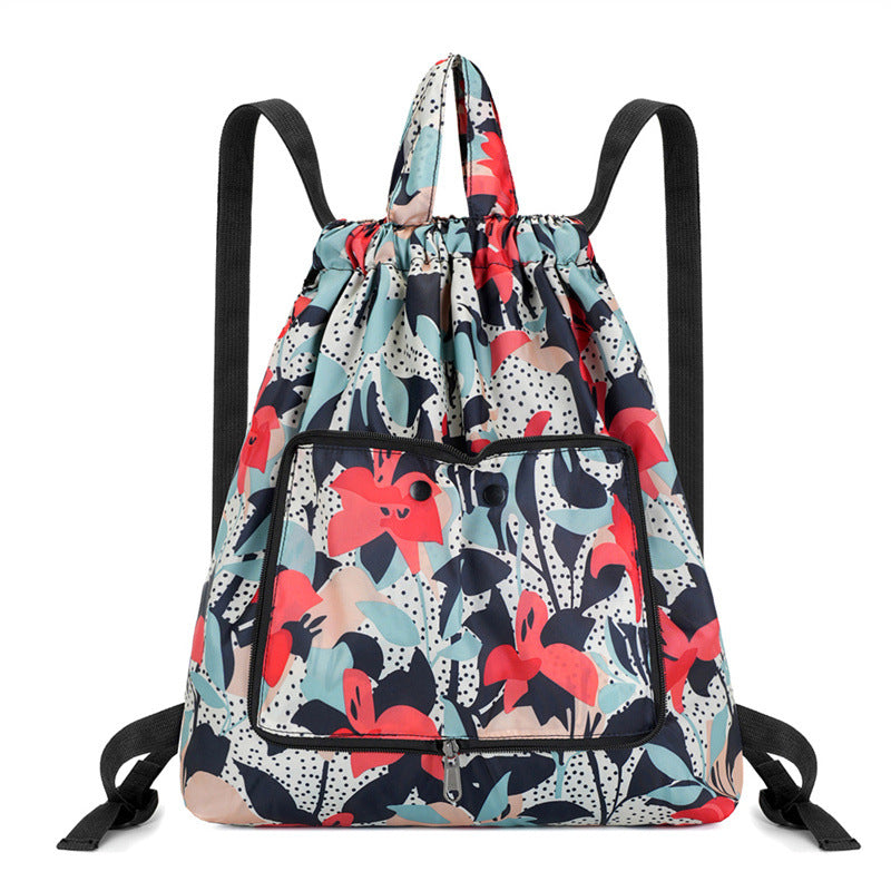 Lightweight Floral Drawstring Backpack LoungeYard — product view 6