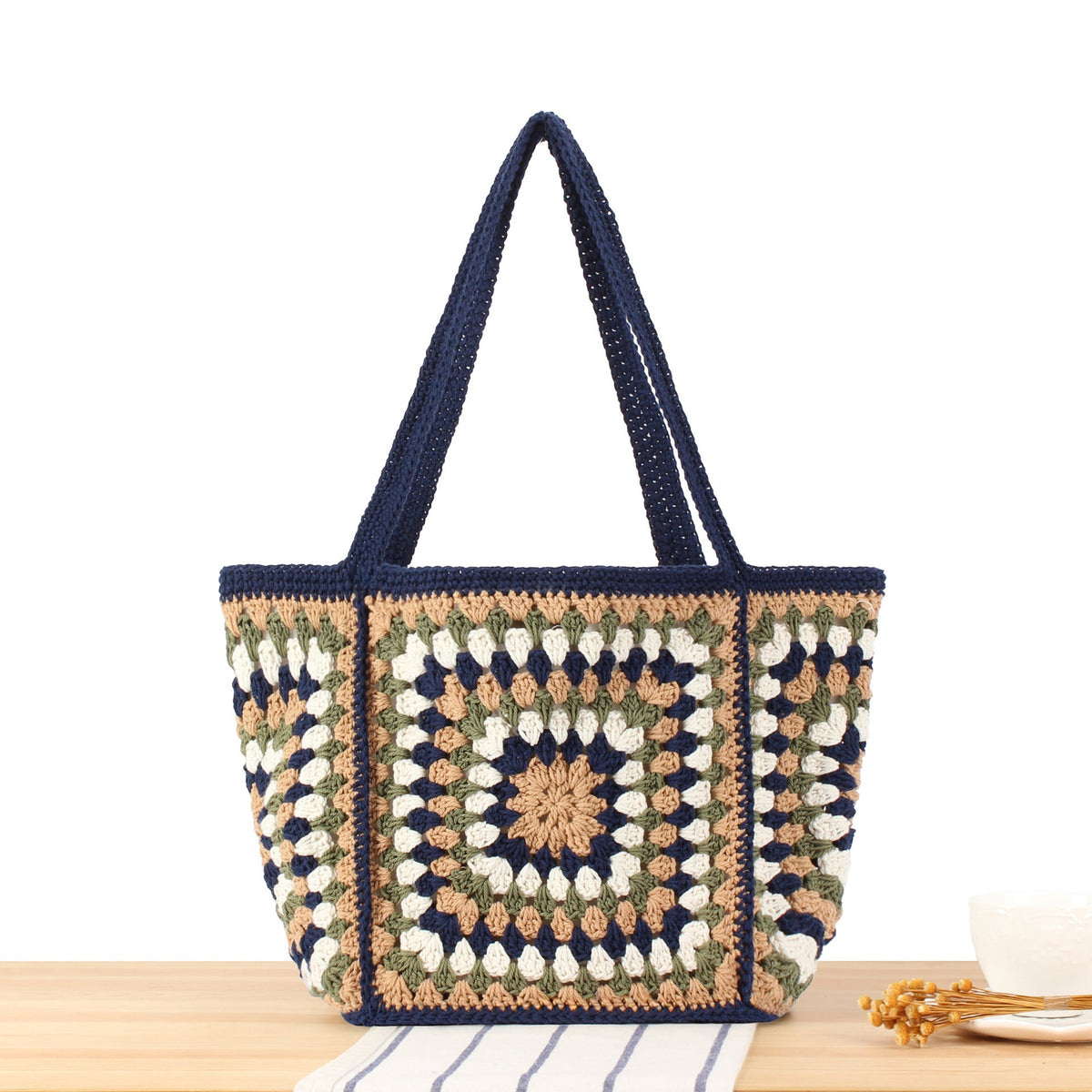 Crochet Tote Bag with Unique Pattern LoungeYard — product view 1