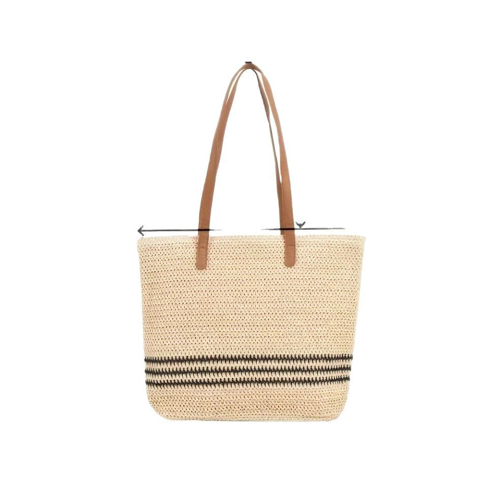 Versatile straw tote bag with leather handles LoungeYard — product view 5