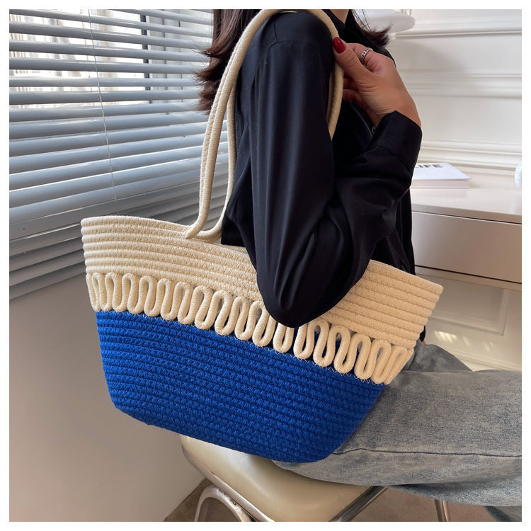 Elegant Handcrafted Beach Bag with Fine Braided Pattern LoungeYard — product view 3