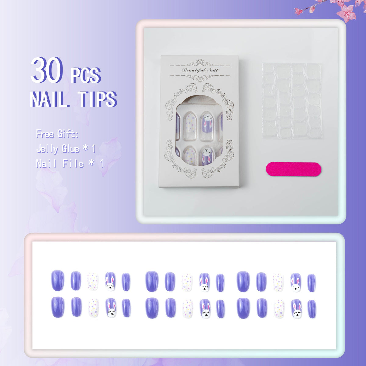 Playful Bunny-Themed Press-On Nails — product view 4