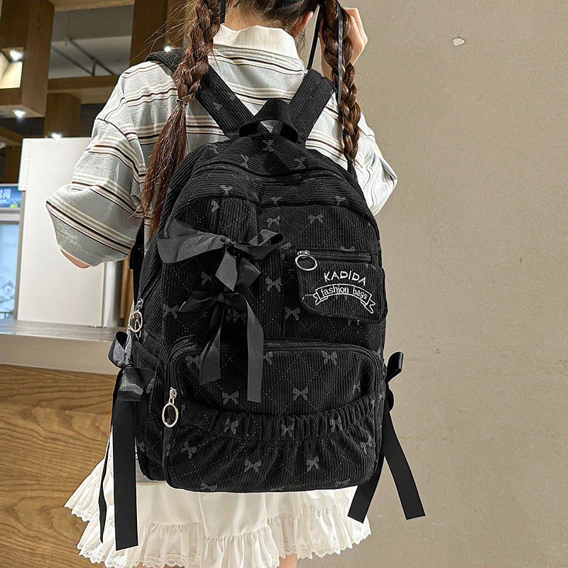 Quilted Bow-Embellished Backpack LoungeYard — product view 2