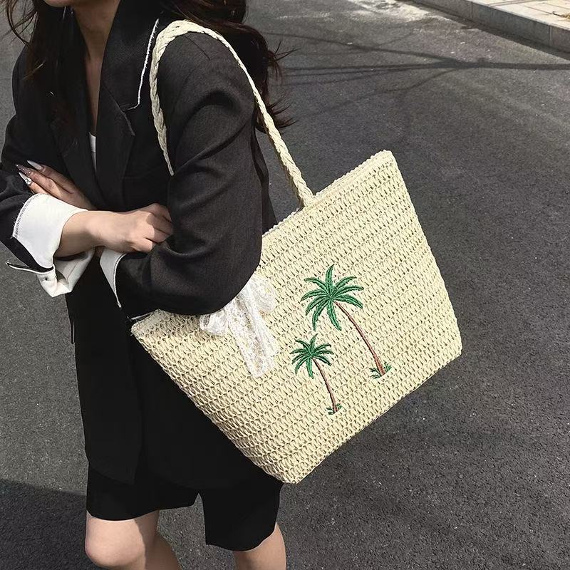 Summer basket bag with palm pattern LoungeYard — product view 2