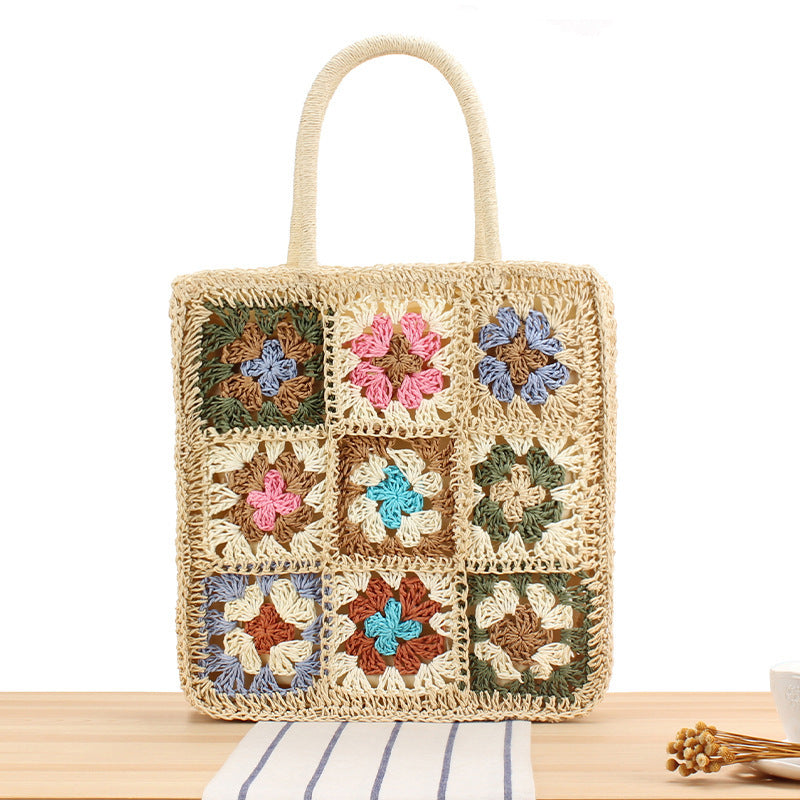 Hand-knotted tote bag with floral inspiration design LoungeYard — product view 1