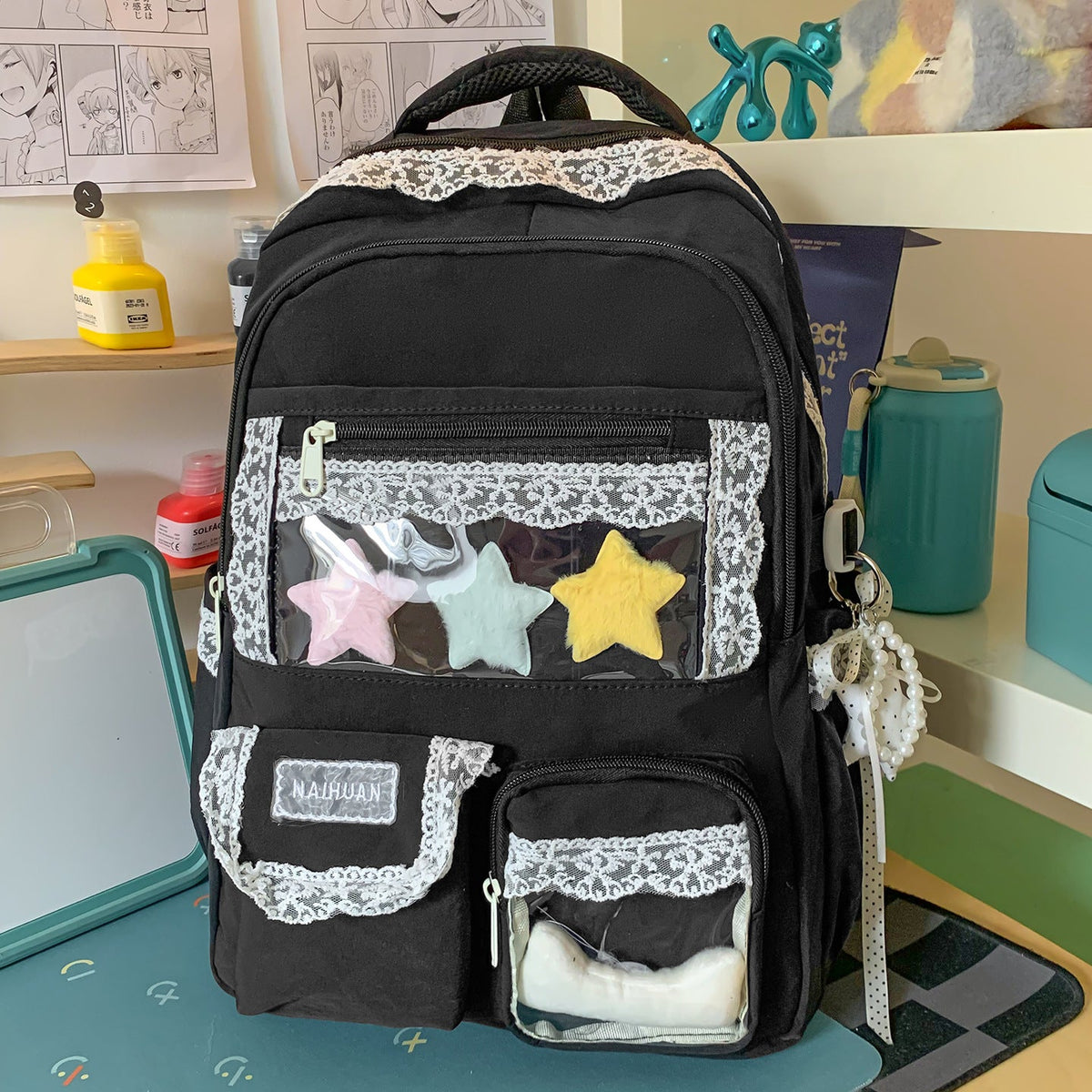 Cute Lace-Trimmed School Backpack — product view 4