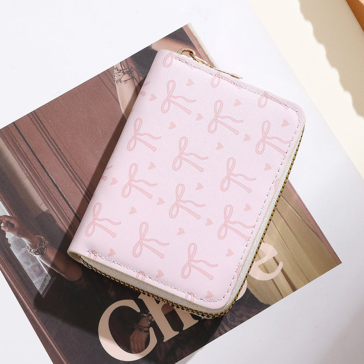 Playful Bow-Patterned Zippered Wallet — product view 2