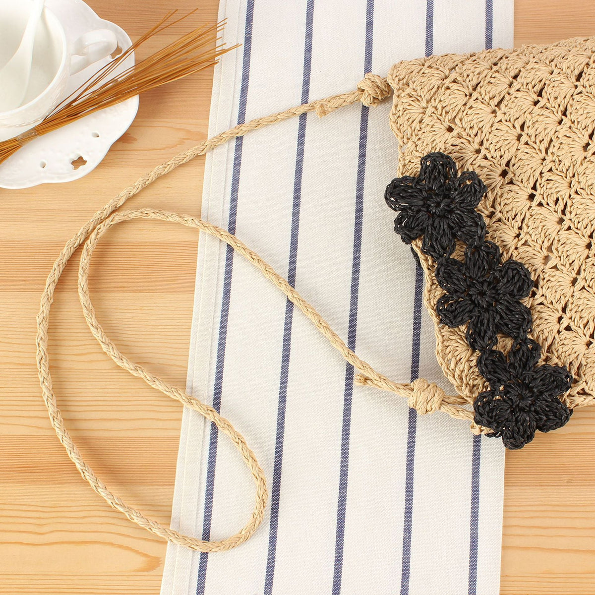 Handmade tote bag with floral accents LoungeYard — product view 2
