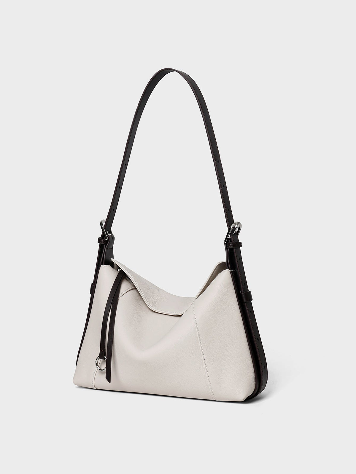 Leather Shoulder Hobo Bag with Adjustable Contrast Strap — product view 6