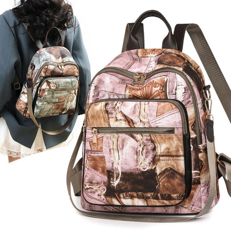 Stylish Denim Pattern Backpack LoungeYard — product view 1