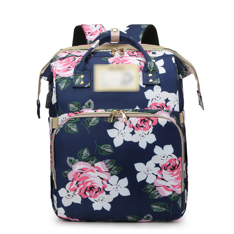 Floral Patterned Multi-Functional Backpack LoungeYard — product view 3