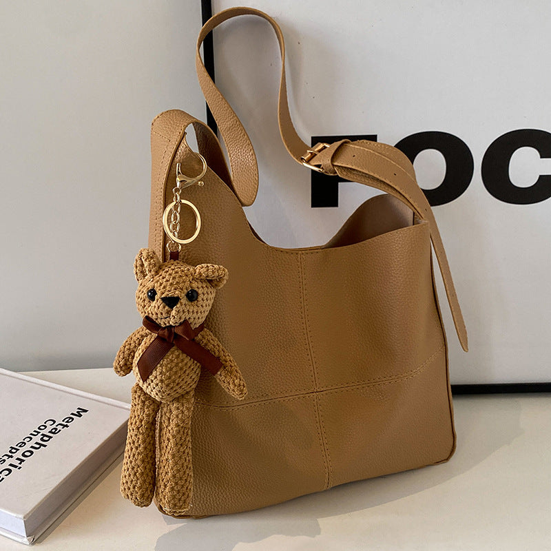 Leather Handbag with Teddy Charm — product view 1