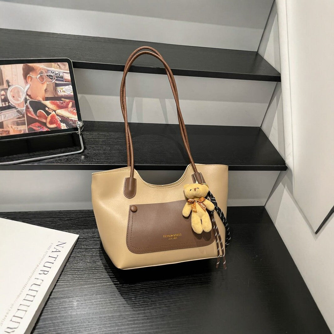Elegant Tote Handbag with Plush Keychain — product view 6