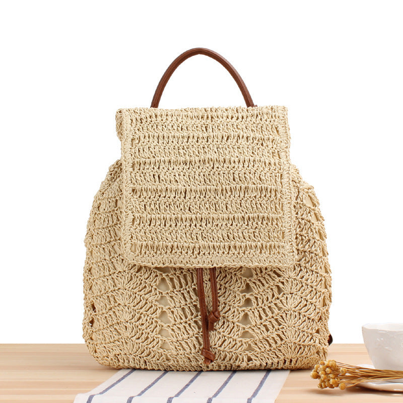 Braided Natural Material Backpack LoungeYard — product view 5