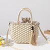 Handcrafted Macrame Tote Bag with Decorative Drawstring LoungeYard — product view 6