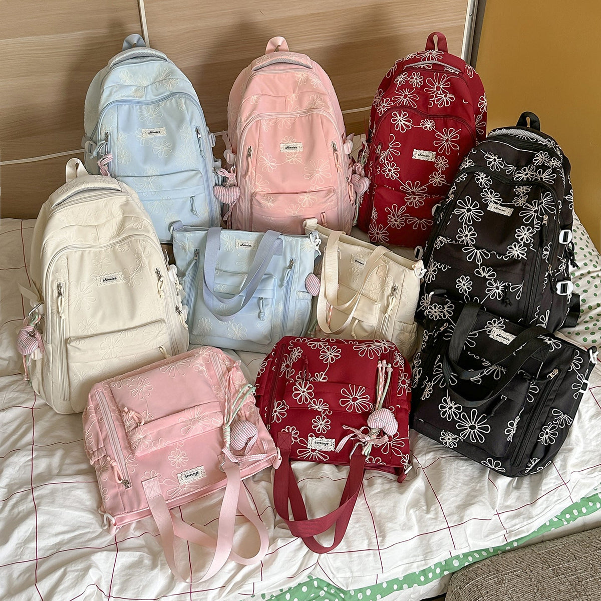 Embroidered Floral Patterned Backpack LoungeYard — product view 4