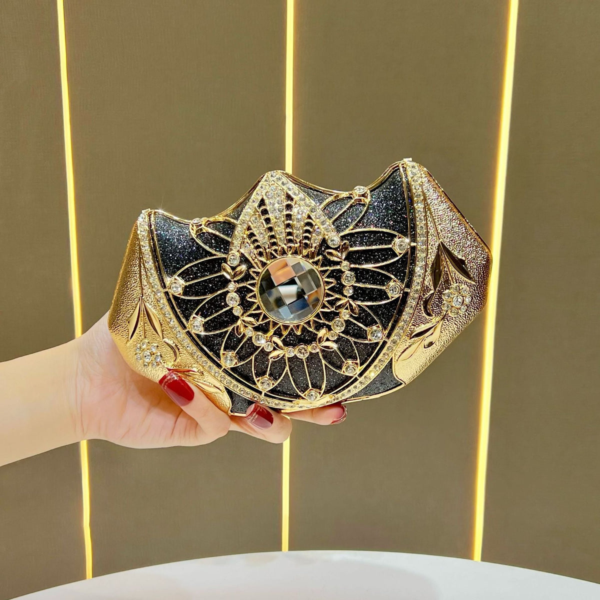 Floral-Inspired Rhinestone Evening Clutch — product view 6