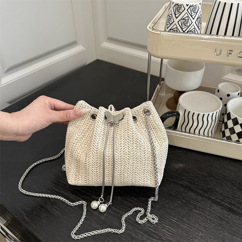 Elegant Woven Drawstring Mini Handbag LoungeYard — product view 2