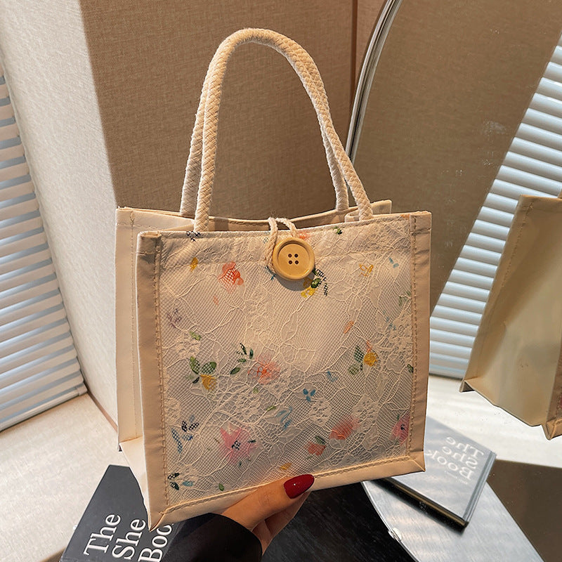 Floral Motif Handcrafted Tote Bag — product view 2