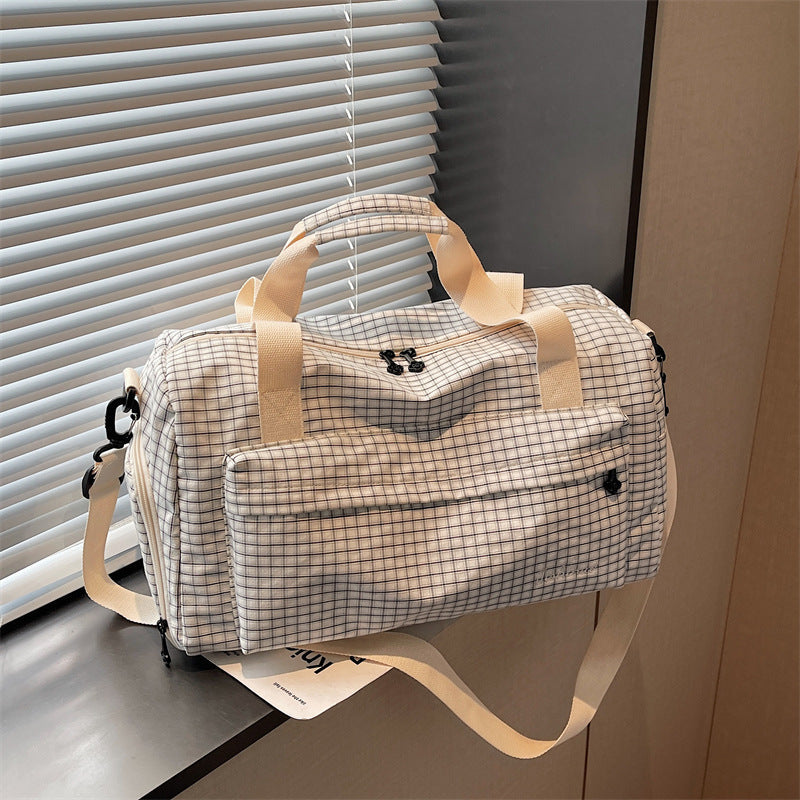 Grid Patterned Travel Duffel Bag LoungeYard — product view 2