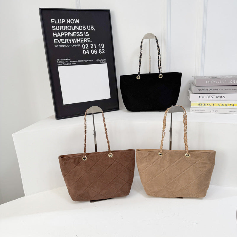 WoQuilted Suede Shopping Tote LoungeYard — product view 4