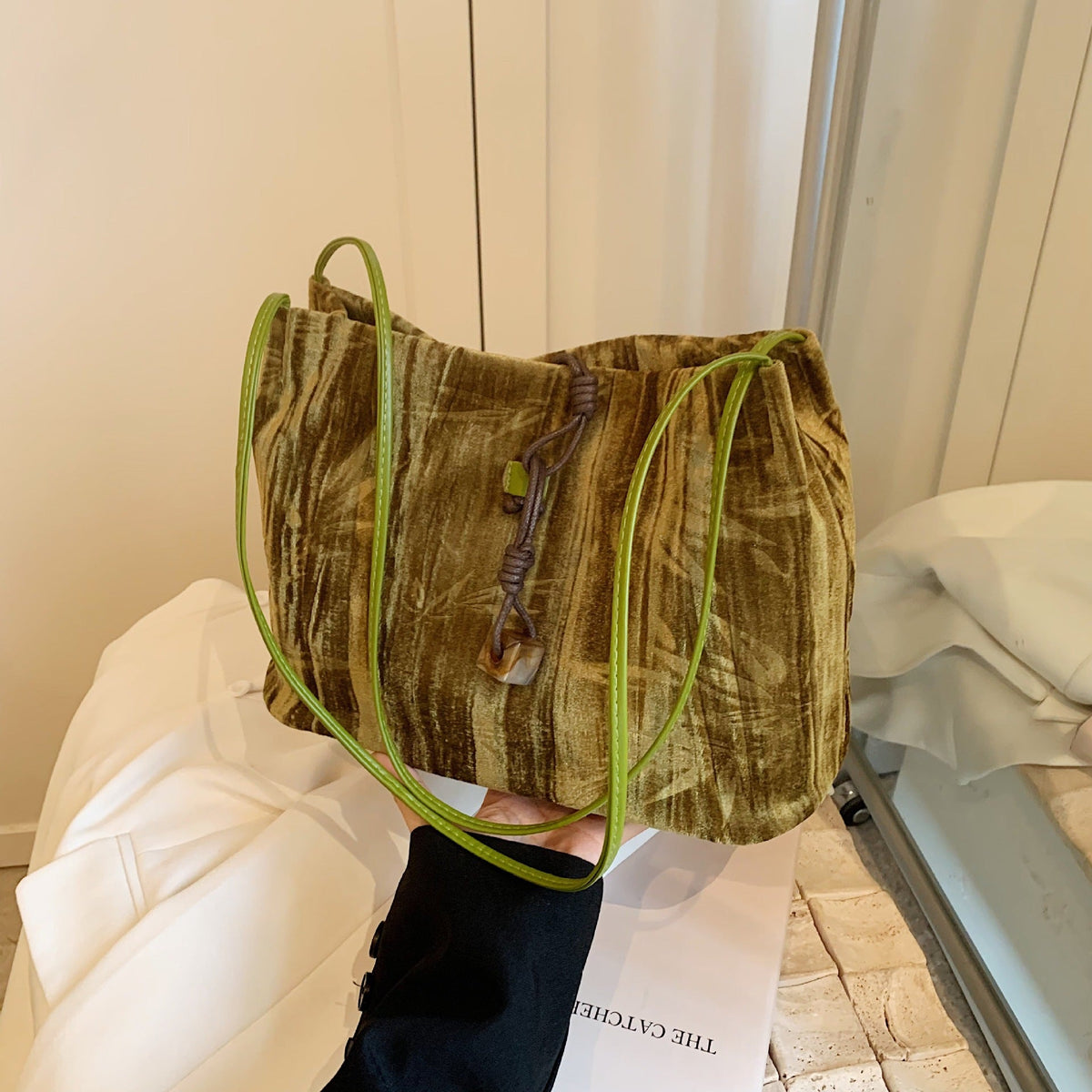 Chic Textured Handheld Tote Bag LoungeYard — product view 4