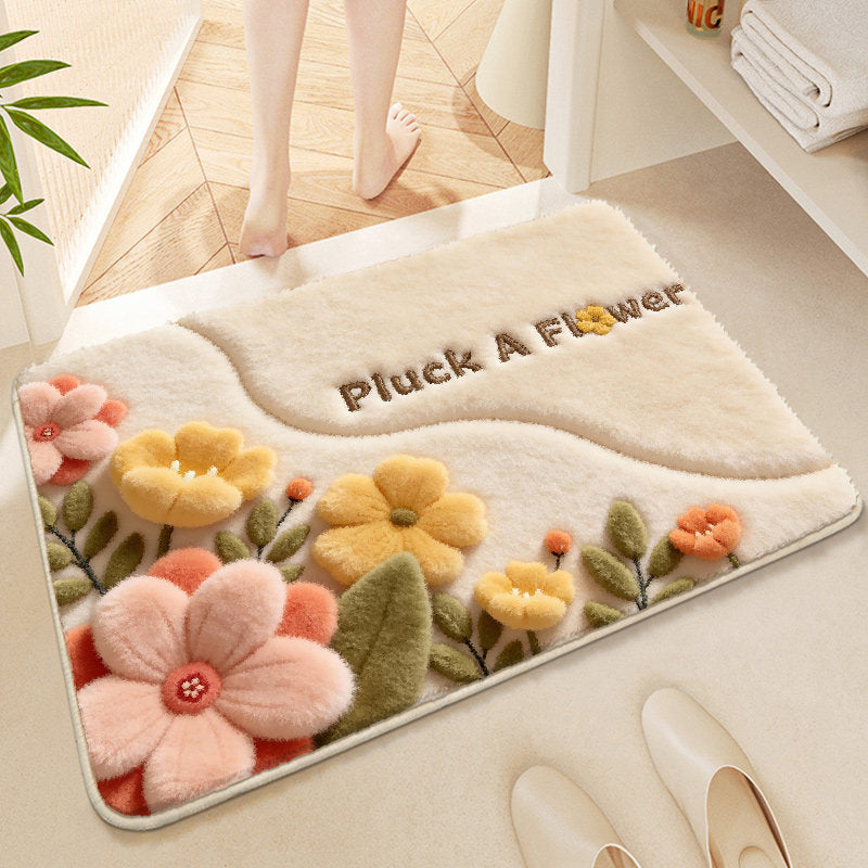 Floral-Themed Soft Microfiber Bath Mat — product view 1