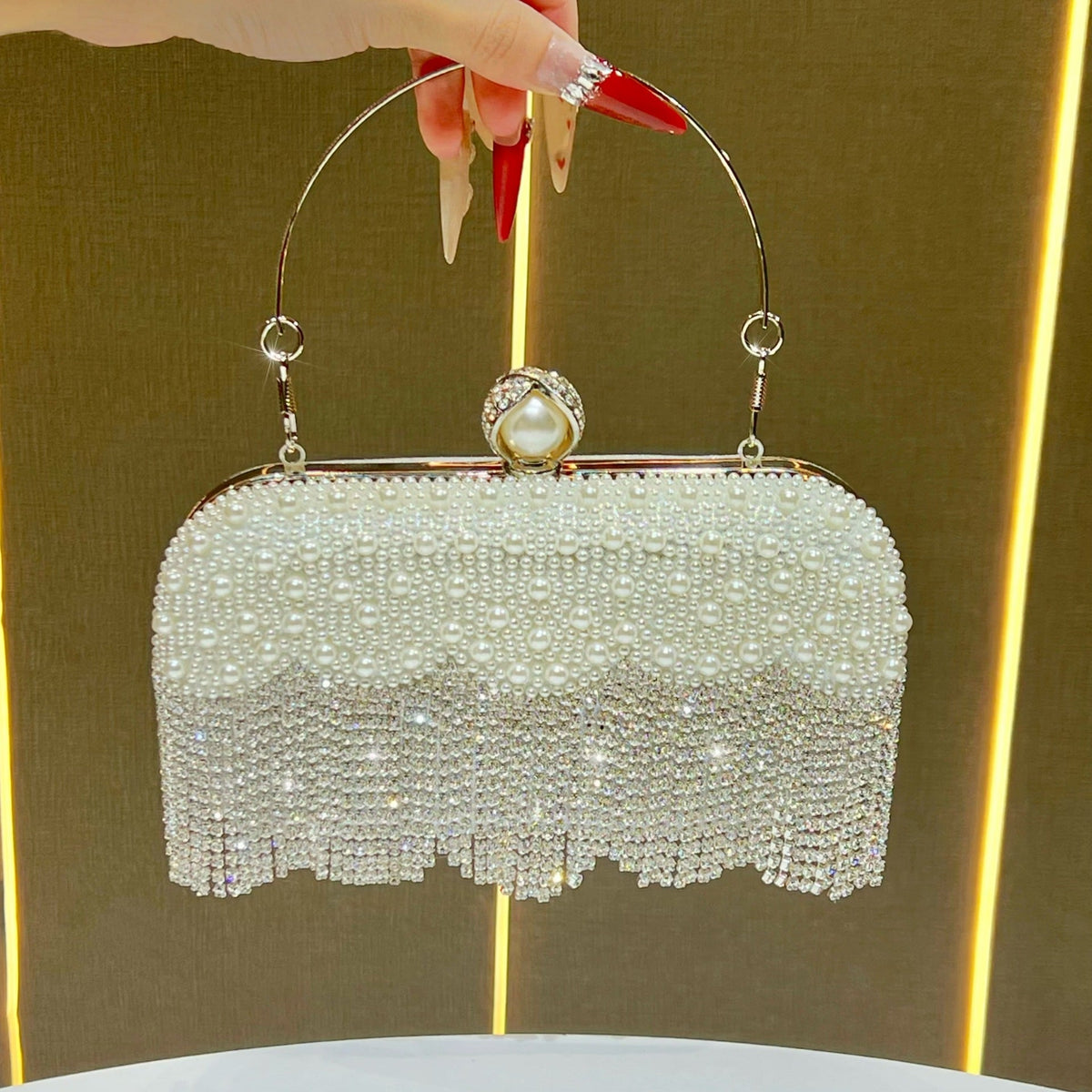 Elegant Pearl and Crystal Evening Handbag — product view 6