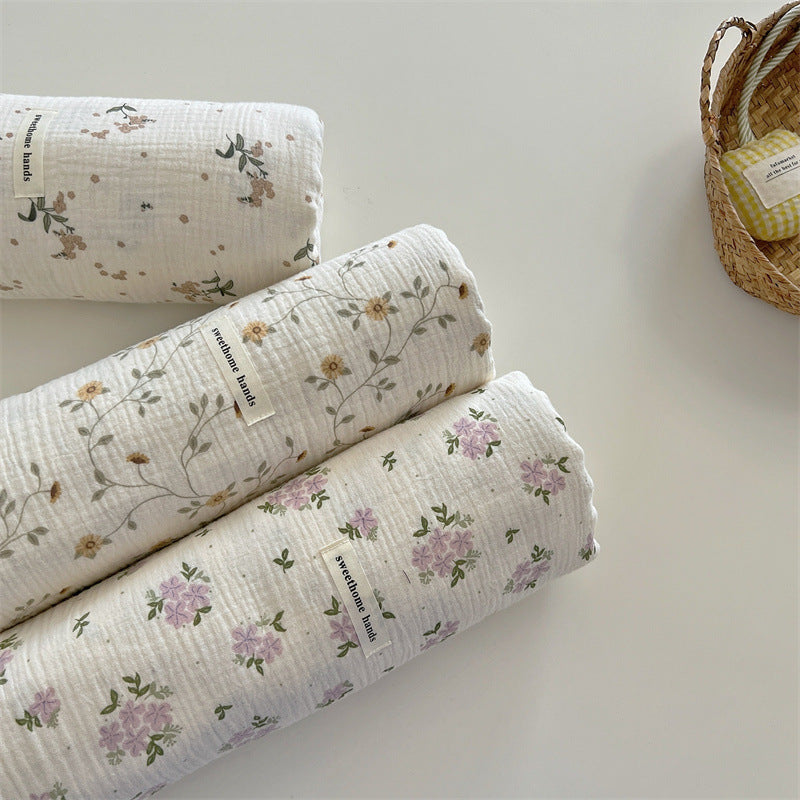 Unisex versatile muslin blanket with floral accents LoungeYard — product view 3