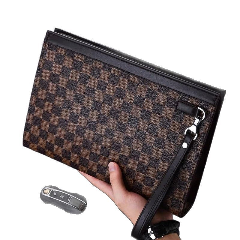 Leather Checkered Document Clutch LoungeYard — product view 3