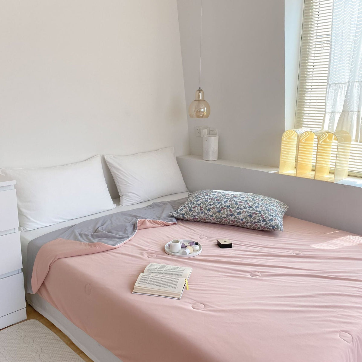 Light Reversible Summer Comforter with Cooling Microfiber Filling LoungeYard — product view 7