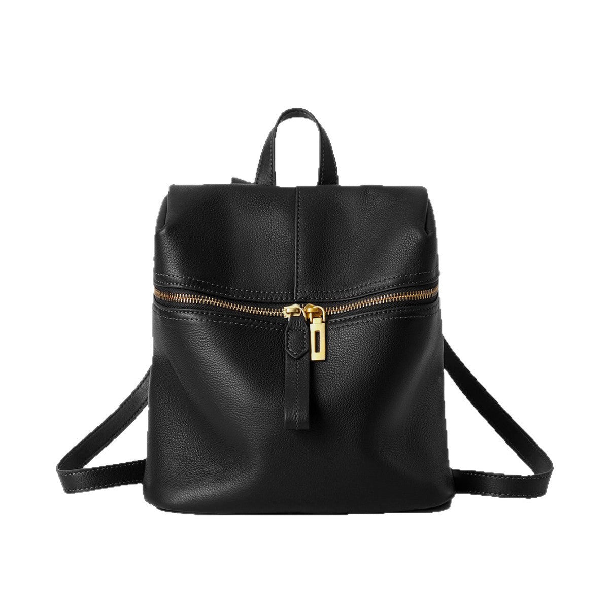 Small Structured Pebbled Leather Mini Backpack with Front Zip Pocket and Top Handle — product view 5