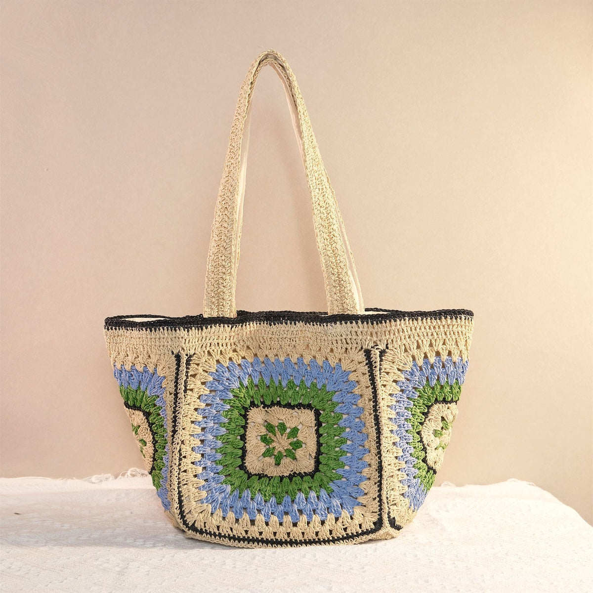 Shoulder bag with unique granny square design LoungeYard — product view 1