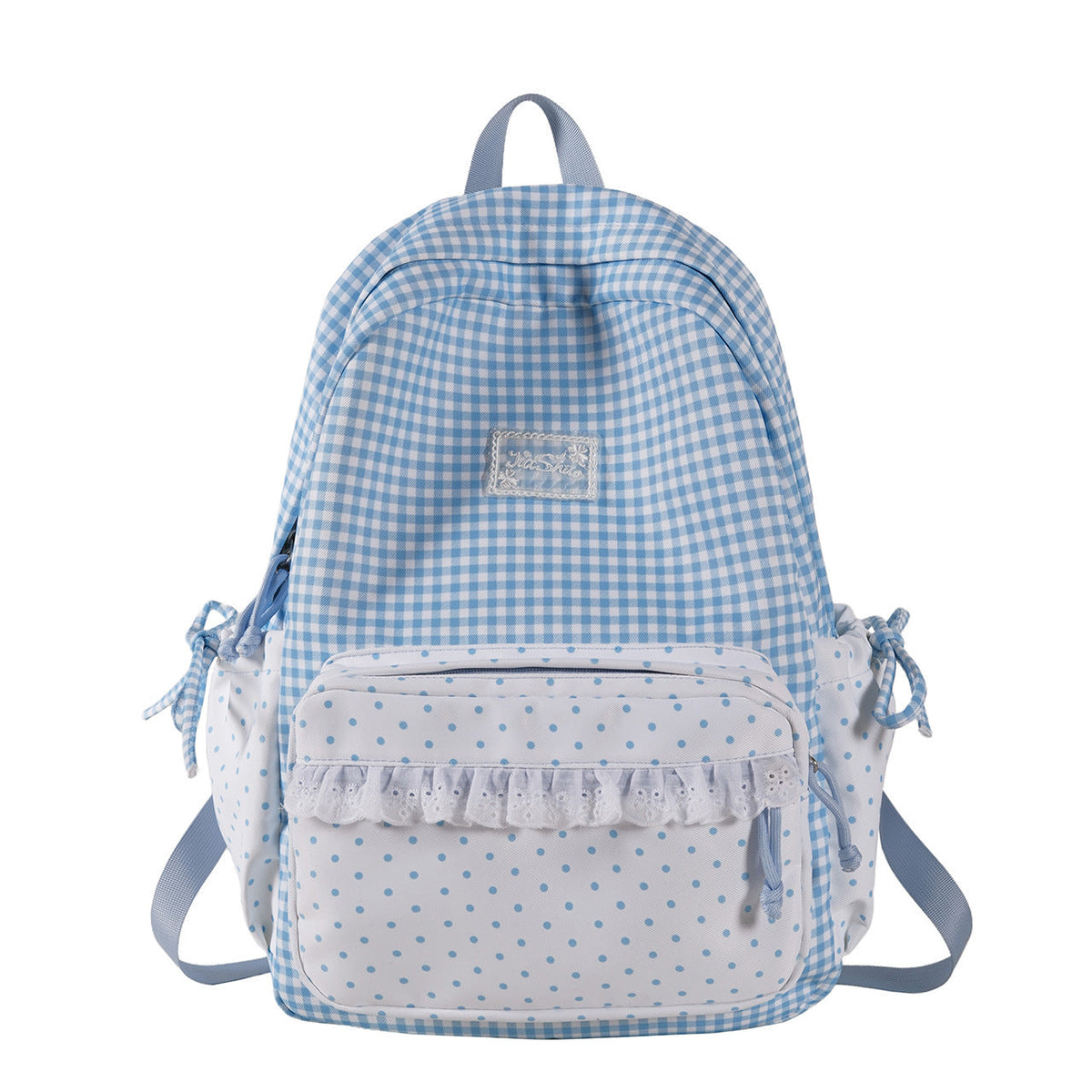 Playful Gingham and Polka Dot Backpack LoungeYard — product view 5