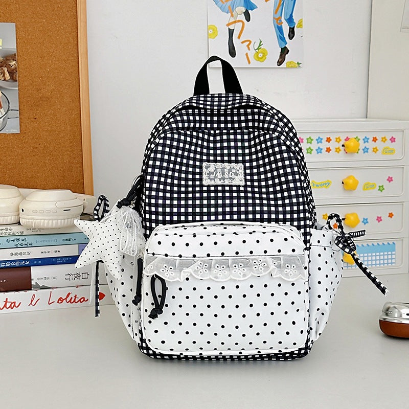 Stylish Gingham Pattern Backpack LoungeYard — product view 4