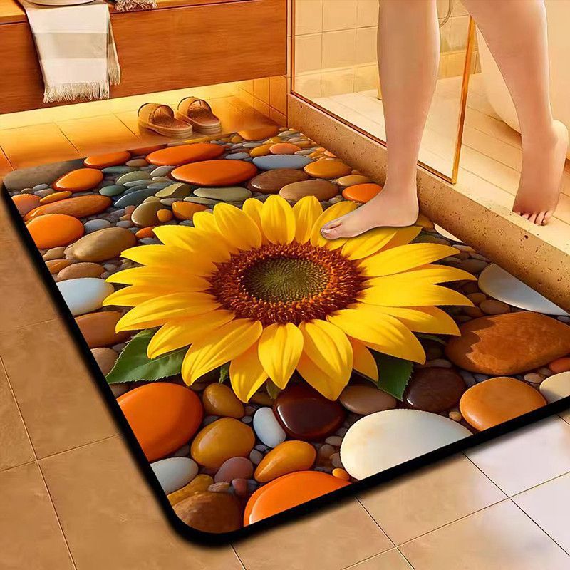 Floral-Themed Microfiber Bath Mat — product view 6